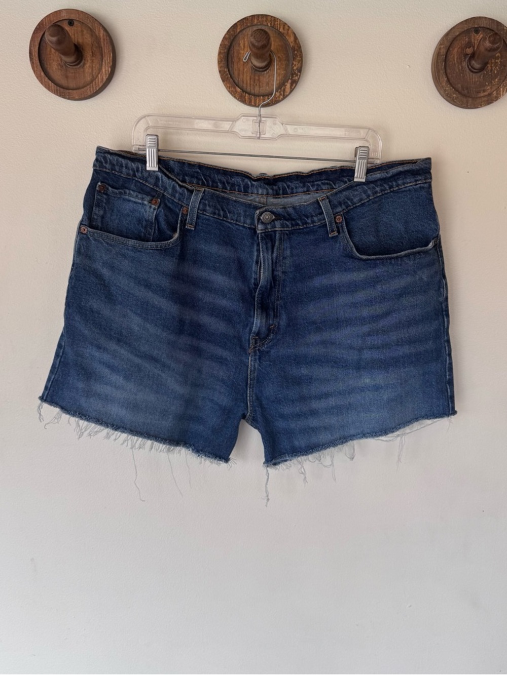 Levi's Dark Blue Frayed Hem Denim Cutoff Shorts size 16
